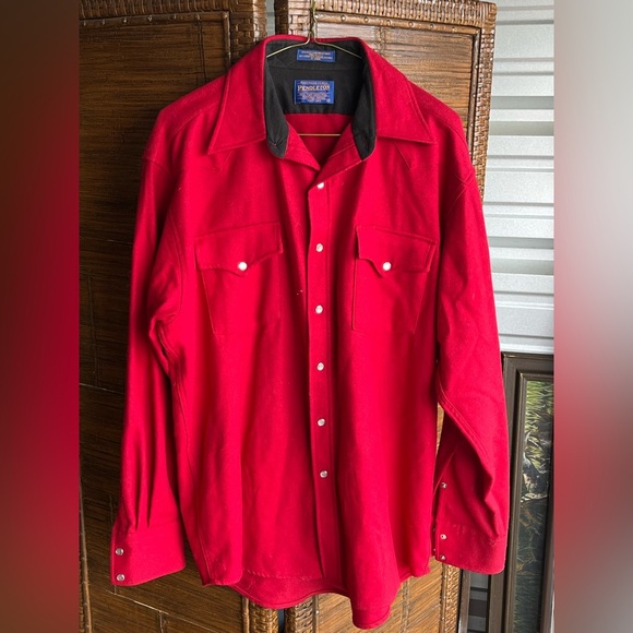 Pendleton Other - Vintage Pendleton Red Wool Pearl Button Down Shirt Top Men's Medium M